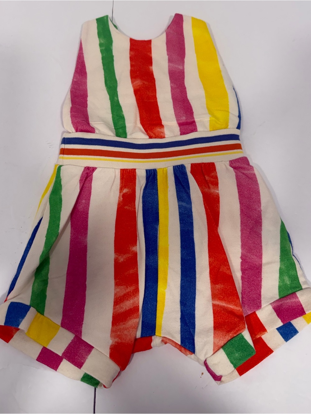 6-12 M White Multi Stripes Romper By Noe And Zoe